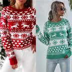 Elk Round Neck Women's Pullover Sweater