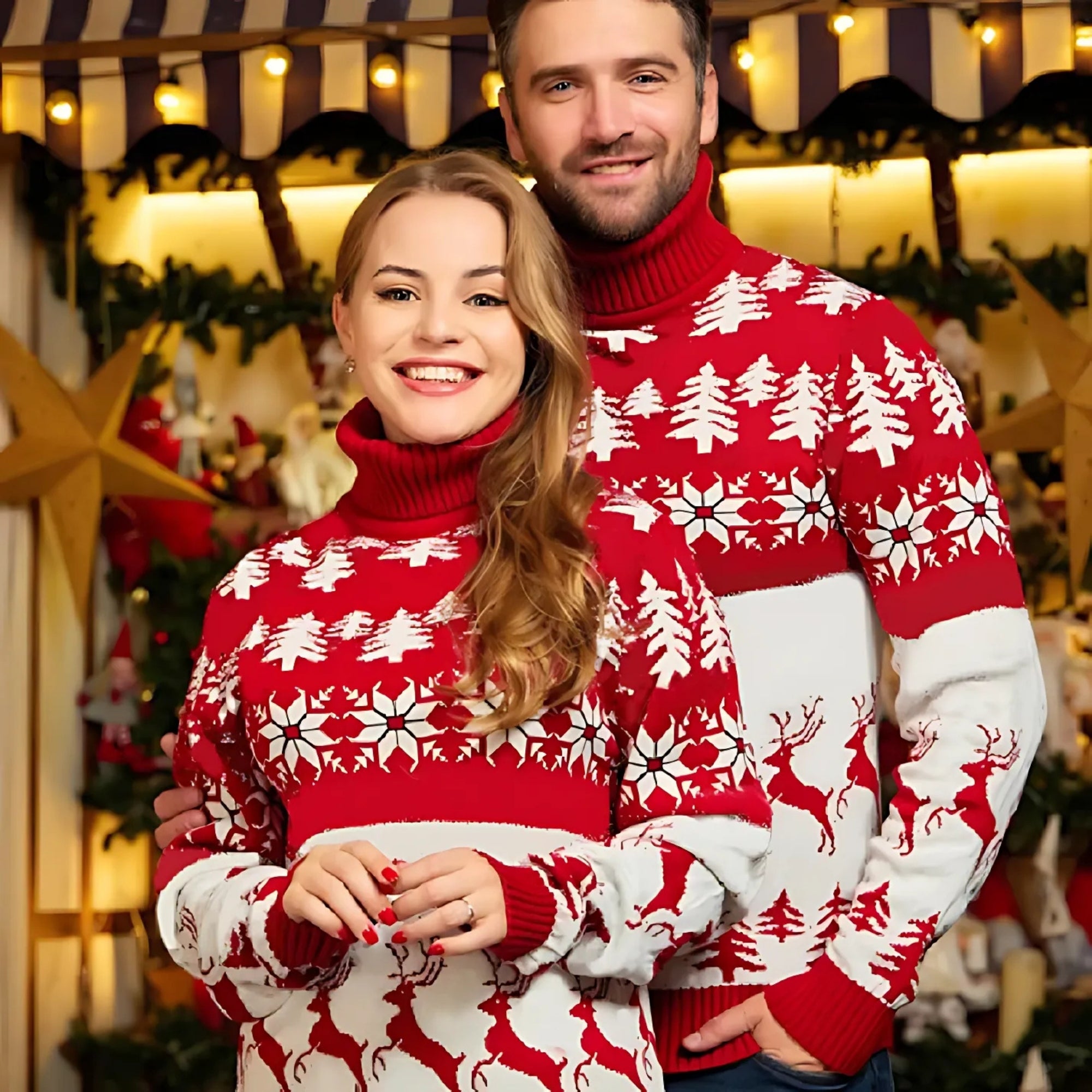 RED TURTLE NECK CHRISTMAS SWEATER