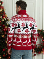 Christmas Couple Elk Jacquard Turtleneck Sweater