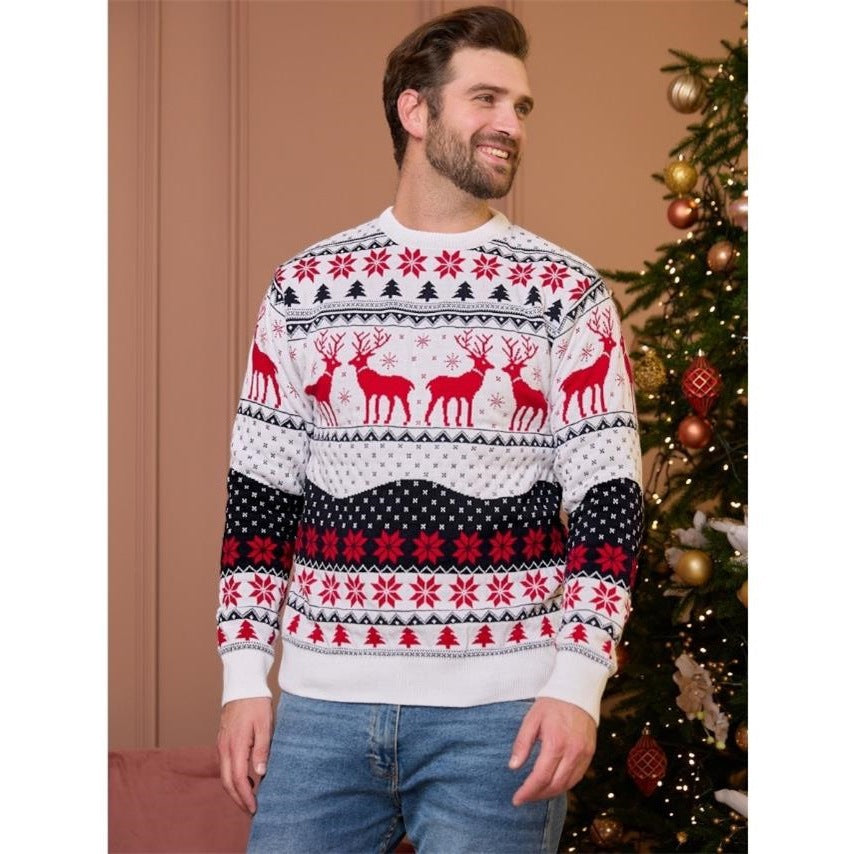 WHITE COUPLE MATCHING CHRISTMAS KNIT SWEATER