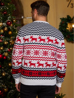 COUPLES MATCHING RED ELK SWEATER CARDIGAN