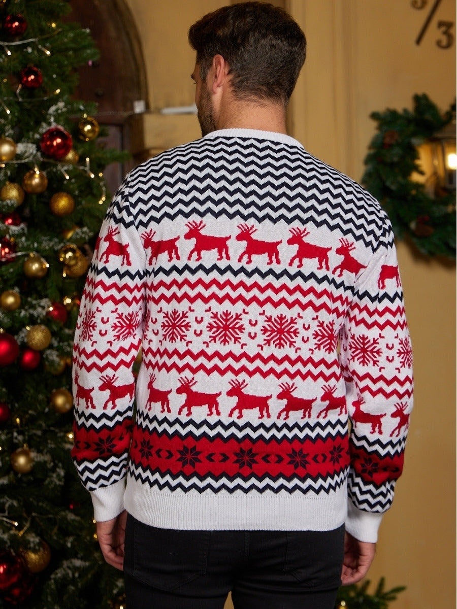 COUPLES MATCHING RED ELK SWEATER CARDIGAN