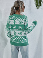 Elk Round Neck Women's Pullover Sweater