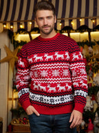 COUPLES MATCHING RED ELK SWEATER CARDIGAN