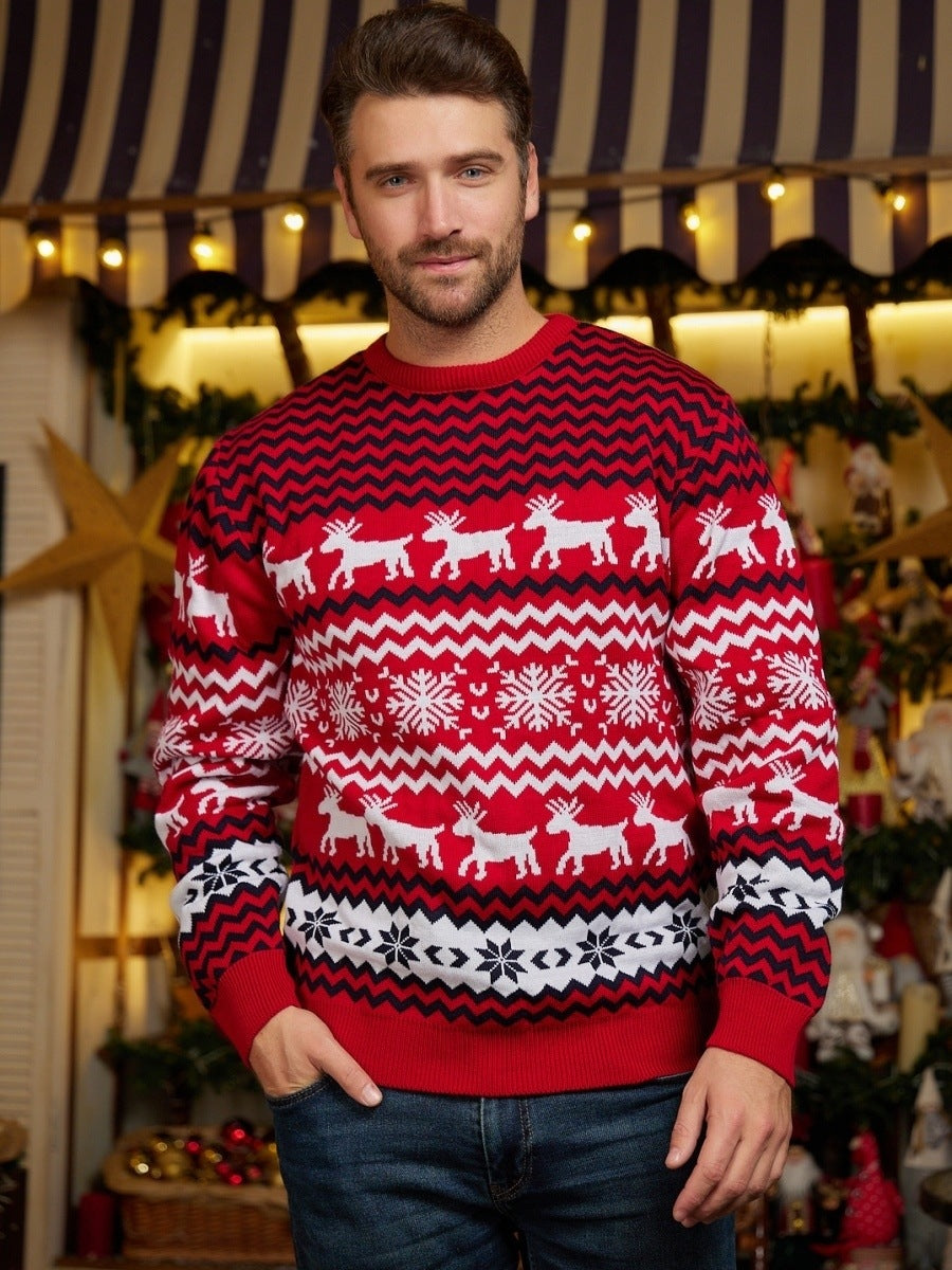 COUPLES MATCHING RED ELK SWEATER CARDIGAN